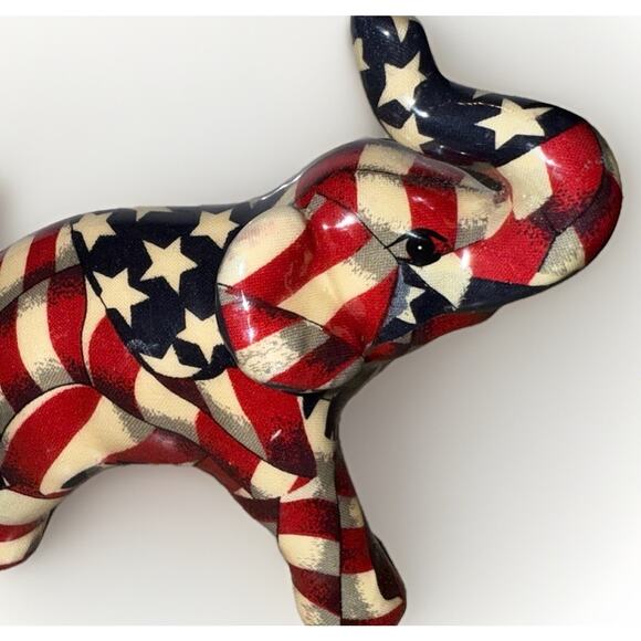 Vintage LaVie Elephant Figurine Stars And Stripes Pattern Americana Mascot 6x5 - Picture 4 of 6
